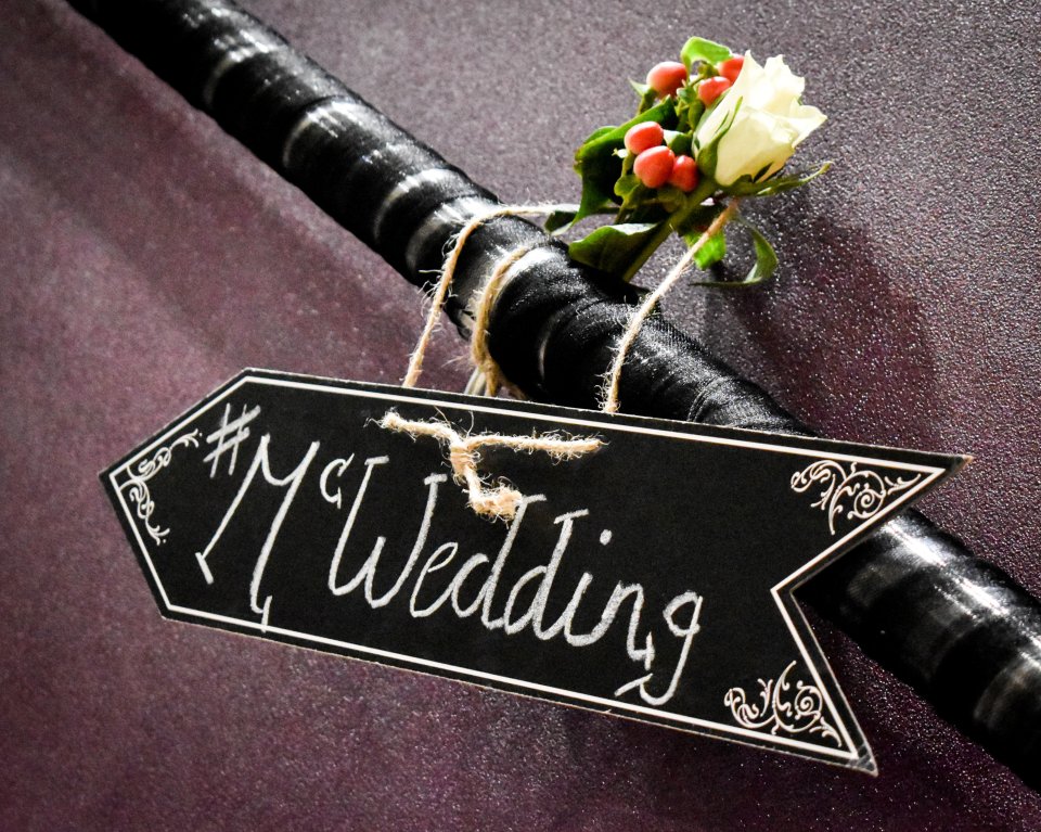 The pair made many of their own wedding decorations