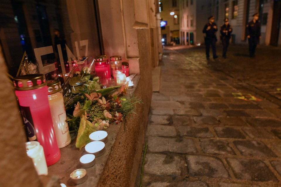 Candles have been lit to honour the victims of the Vienna attacks