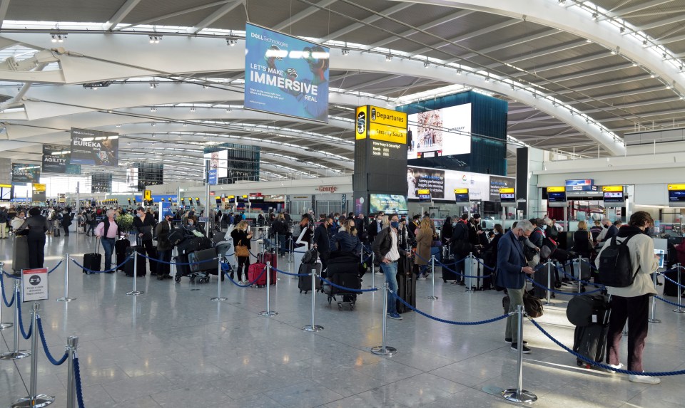 Heathrow was packed yesterday as Brits rushed to escape the lockdown