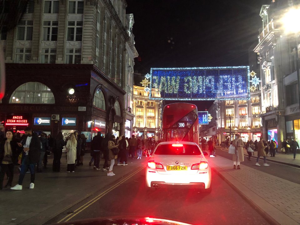 Oxford Street was packed with cars and bustling with Brits enjoying their last night of freedom