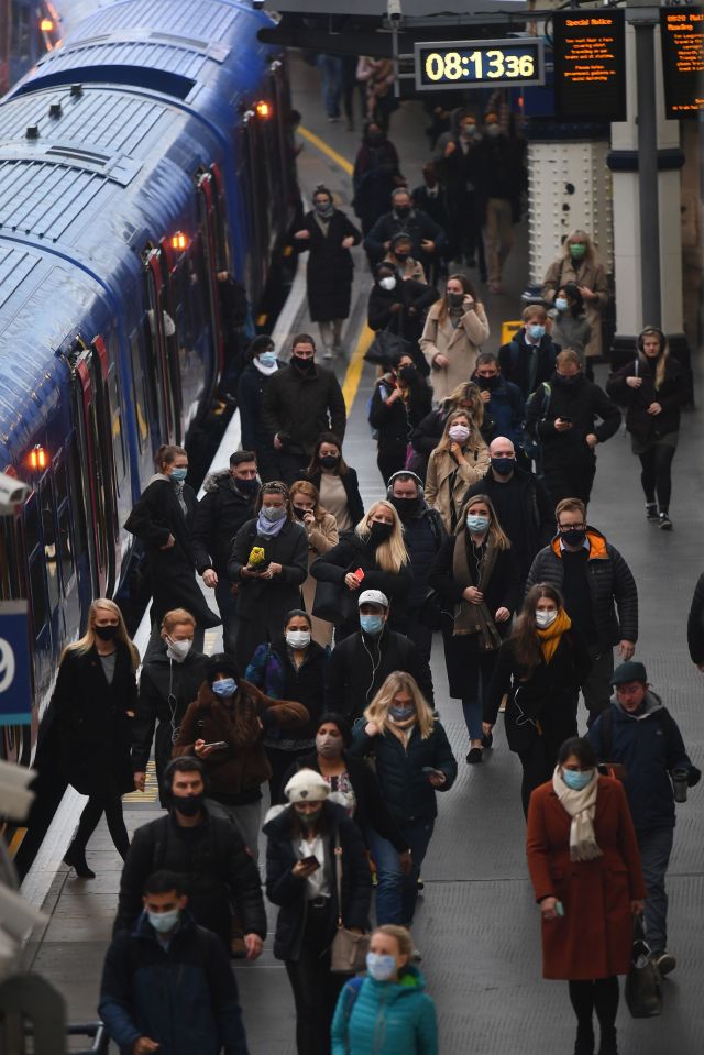 Commuters still piled onto trains this morning as they travelled on the first day of lockdown