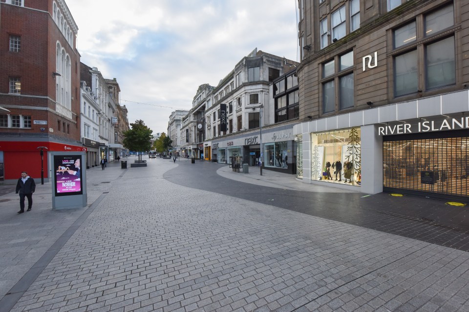 A quiet high street in the city centre of Liverpool this morning