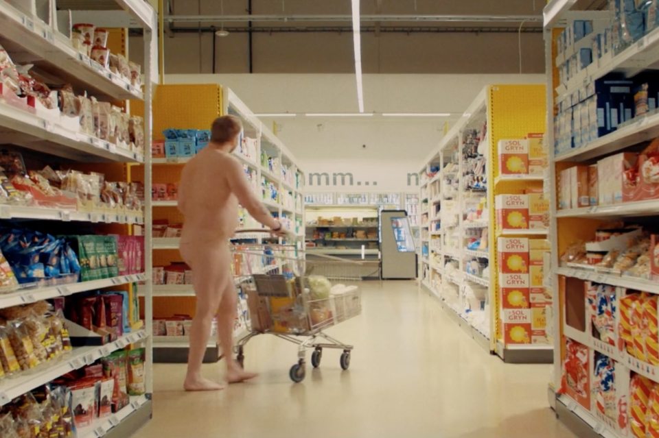 Naked shopping features in the TV ad, which aired before a national handball game