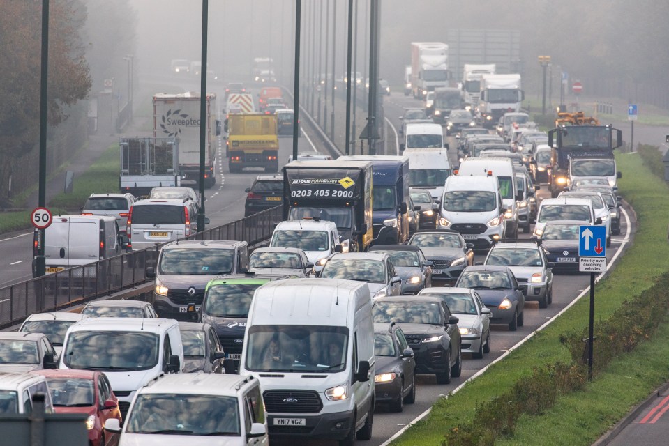 Despite the restrictions, traffic was heavy on the A3 Kingston bypass in south-west London this morning 