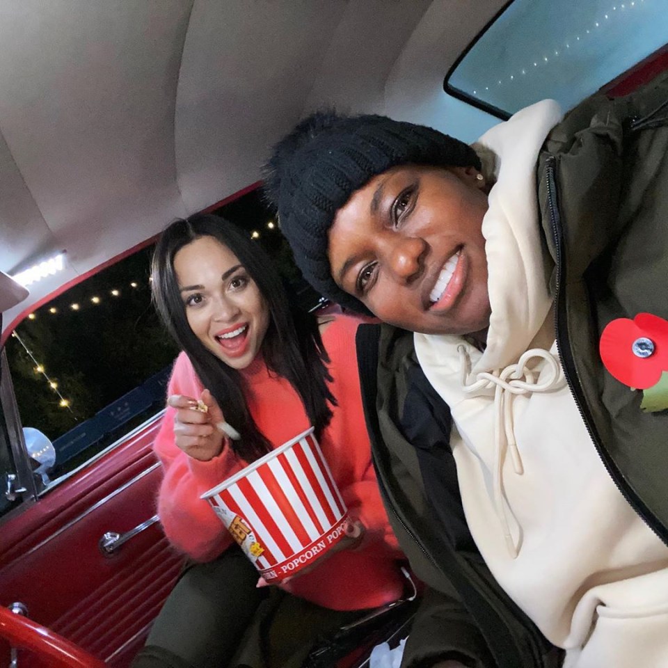 Katya and Nicola getting in the mood for Movie Week at a drive-in cinema