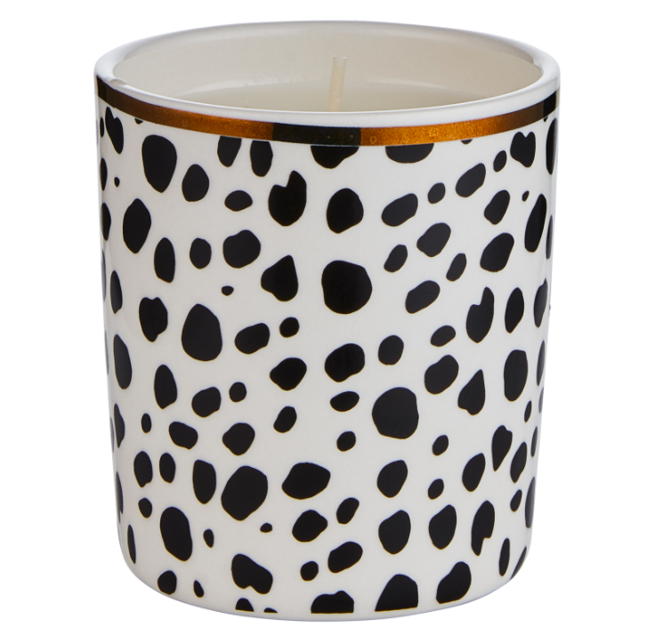 Keep your home on-trend with this dalmation print candle