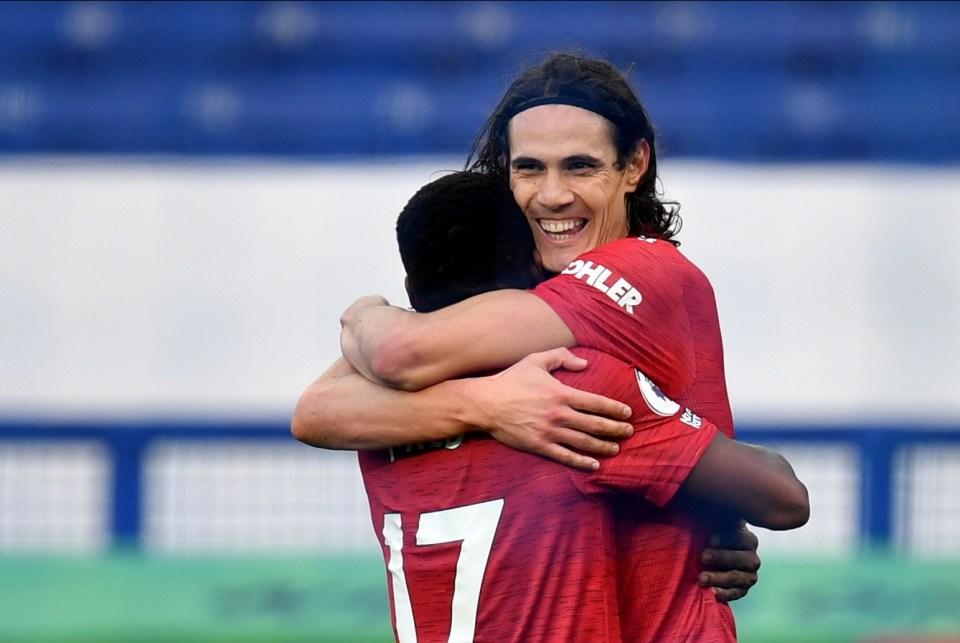 The joy was etched on Cavani's face after finally getting his first Man Utd goal