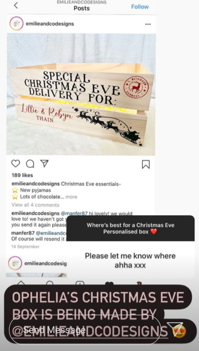 She also revealed plans to make her newborn a Christmas Eve box