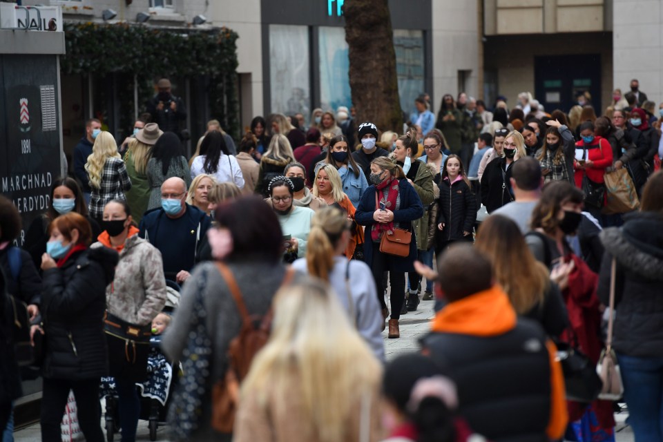 Central Cardiff was packed this morning as shoppers flocked to retail stores