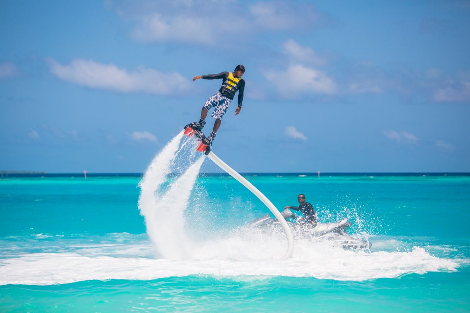 Feel on top of the world flyboarding in the Maldives