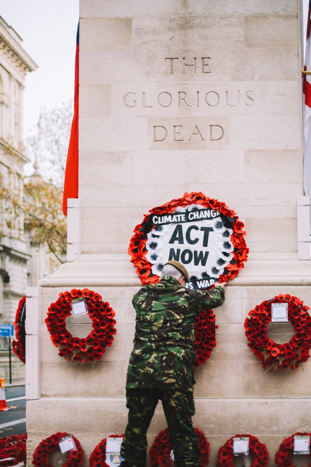 Donald Bell was seen laying a controversial wreath on the Cenotaph 