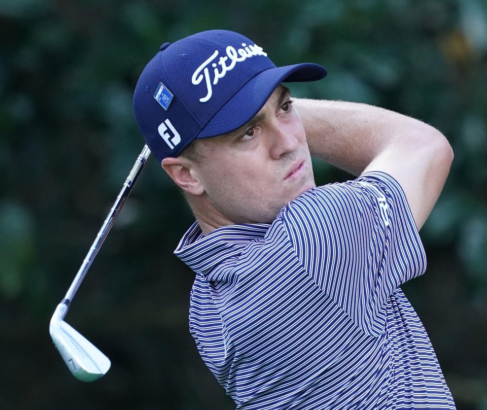 Justin Thomas on his way to shooting 69 in the second round of the Masters