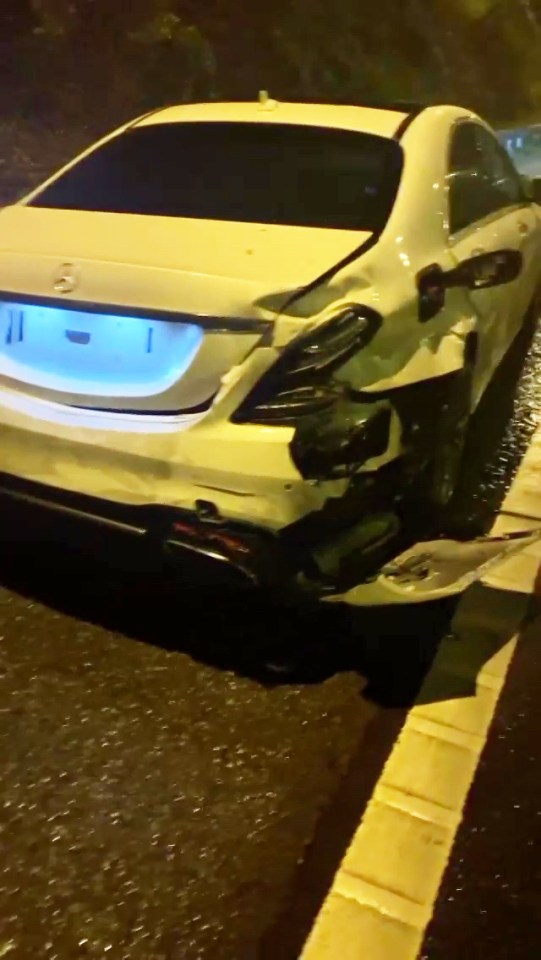 The boxer shared shocking photographs of his damaged car