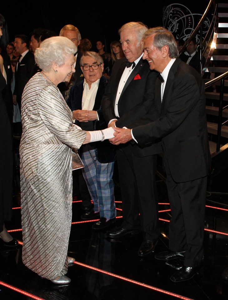 The entertainer is seen here meeting the Queen at the 2012 Royal Variety Performance