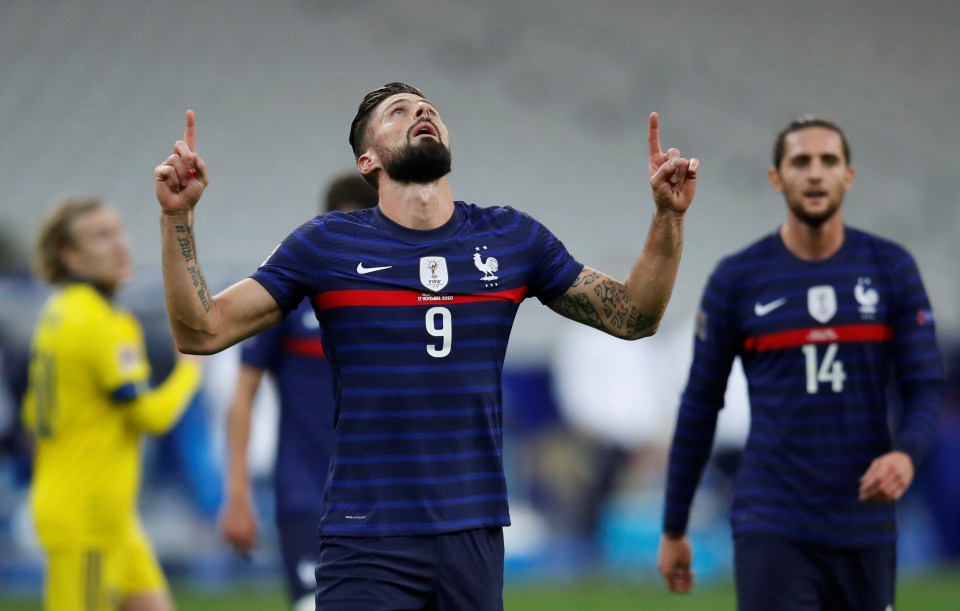 Olivier Giroud notched his 44th Les Bleus goal