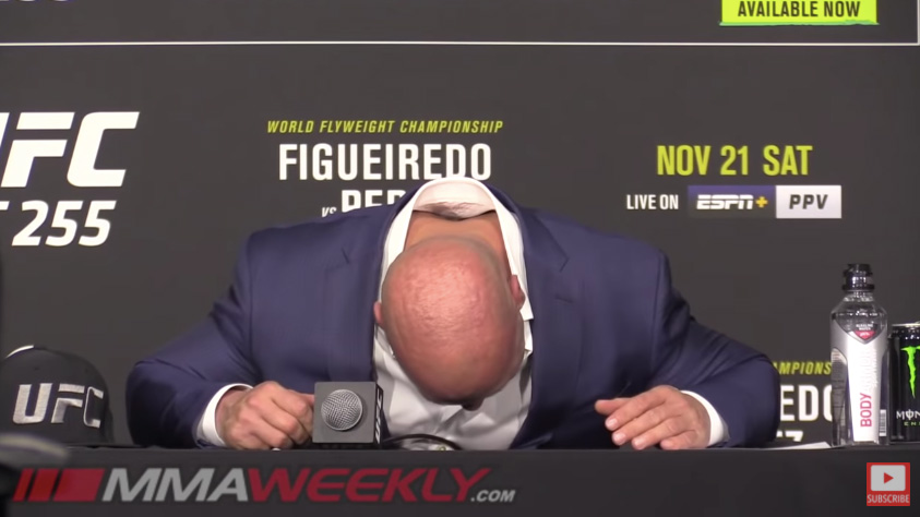 UFC president White banged his head on the table after journalists told him the nature of the exhibition bout