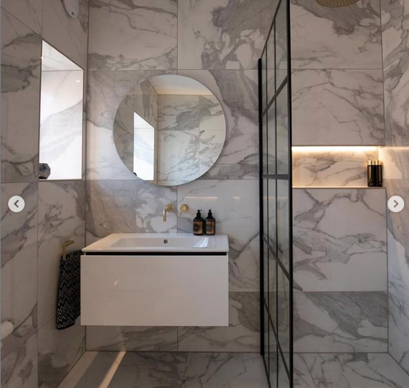 The modern bathroom also boasted a sleek shower