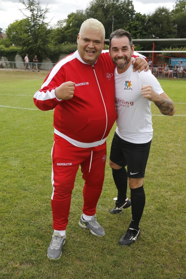 Heavy appearing at a charity football match with Married at First Sight star Ben Jardine