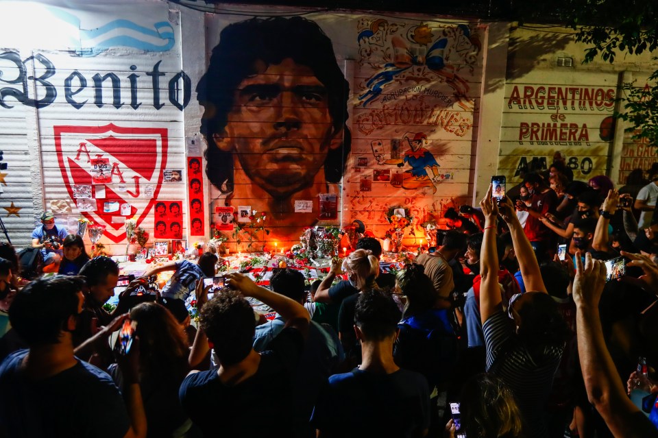 Fans held a vigil for Maradona outside the stadium of Argentinos Juniors soccer club – where the legend started his career