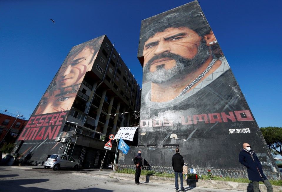 Diego Maradona was a towering figure in football as fans mourn in front of a mural by artist Jorit, in Naples