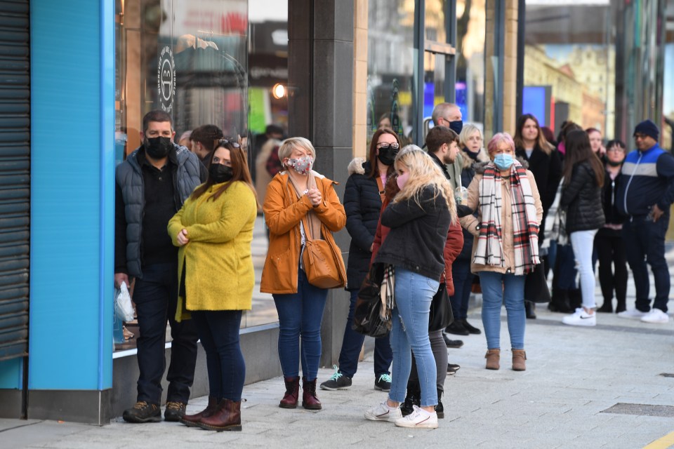 People in Cardiff queue up for Black Friday sales