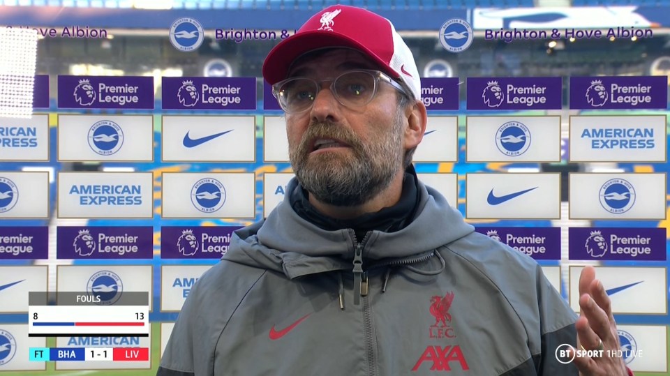 Liverpool boss Jurgen Klopp voiced his fury at BT Sport’s lunchtime kickoffs