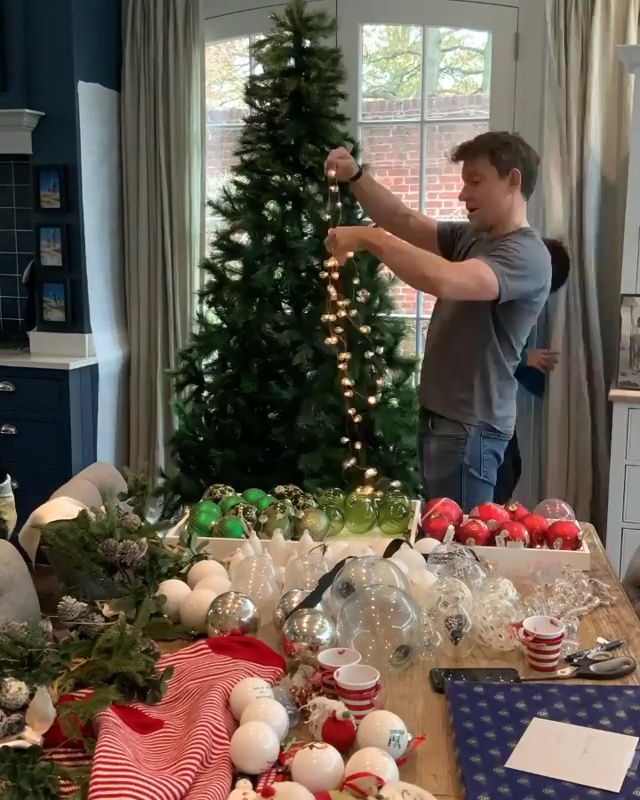 Ben decorated the tree with his sons Jack and Sam, and wife Annie Perks