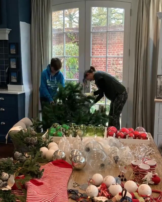 He shared a video of his family decorating the Christmas tree at their Essex home