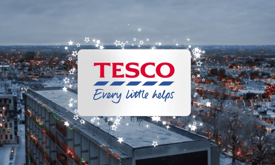 The famous Tesco logo finishes off the advert