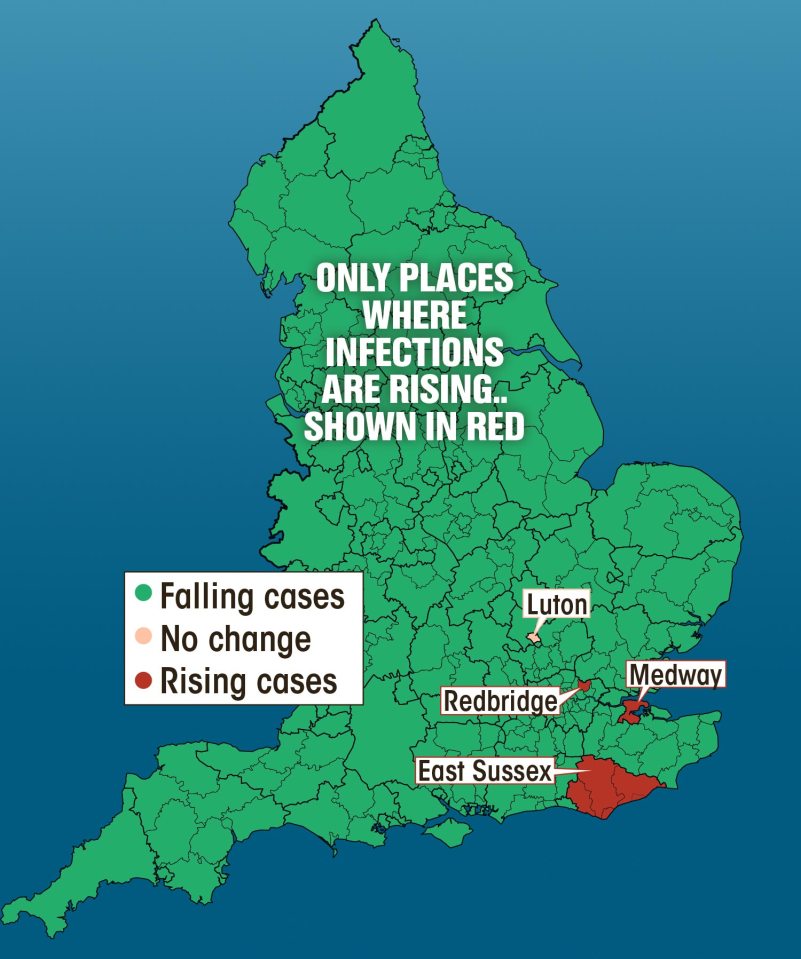 Covid case rates were falling in 111 out of the 119 areas being forced into Tier 3