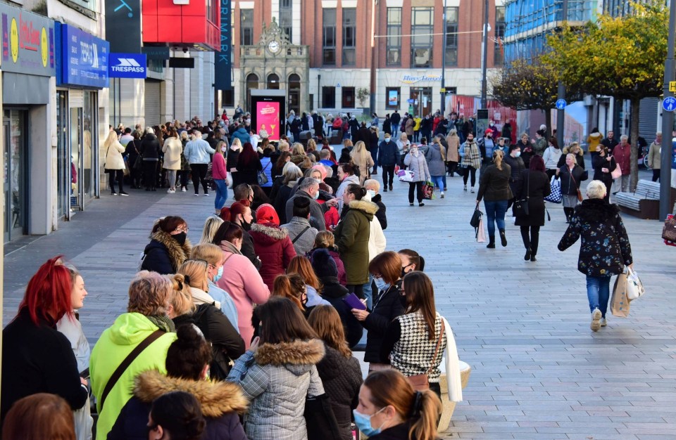 Sunderland shoppers waited to get their turn in store this morning