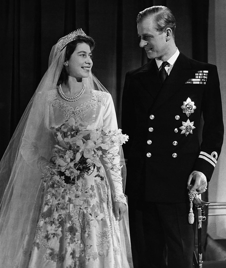 The royal couple on their wedding day 73 years ago