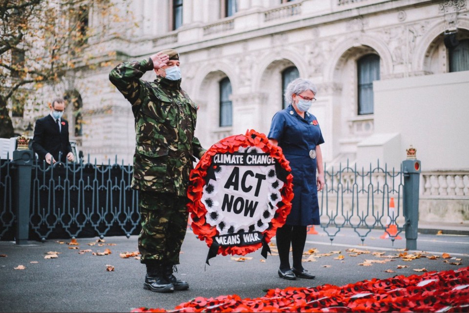 British Army veteran and Extinction Rebellion member, Donald Bell, staged the protest with mum-of-two Anne White