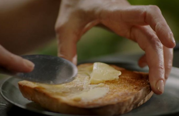 Nigella slathered the toast in unsalted butter twice