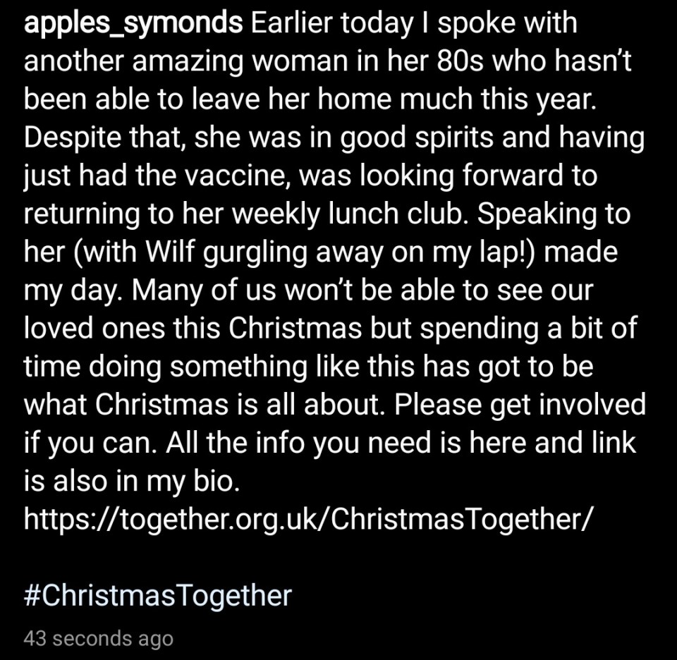 Carrie held another call as part of the Christmas Together campaign