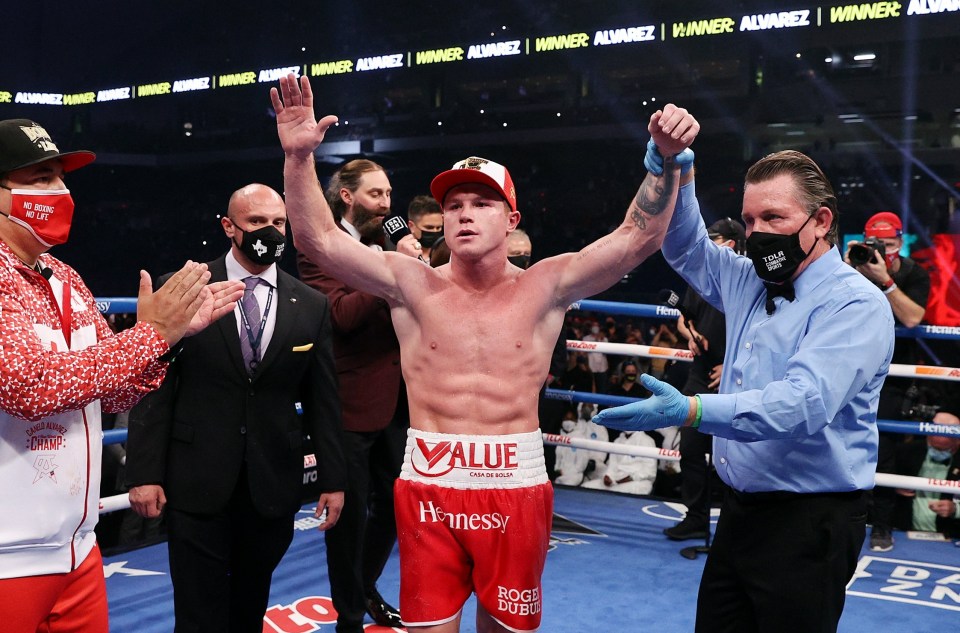 Canelo pictured celebrating the impressive win 