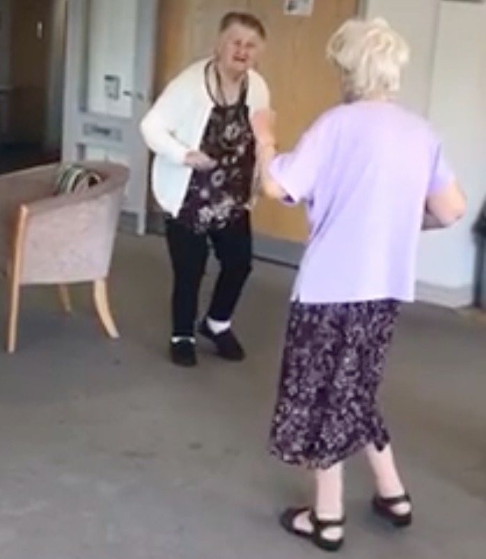 Residents dancing at Fountain Court in the run up to Christmas