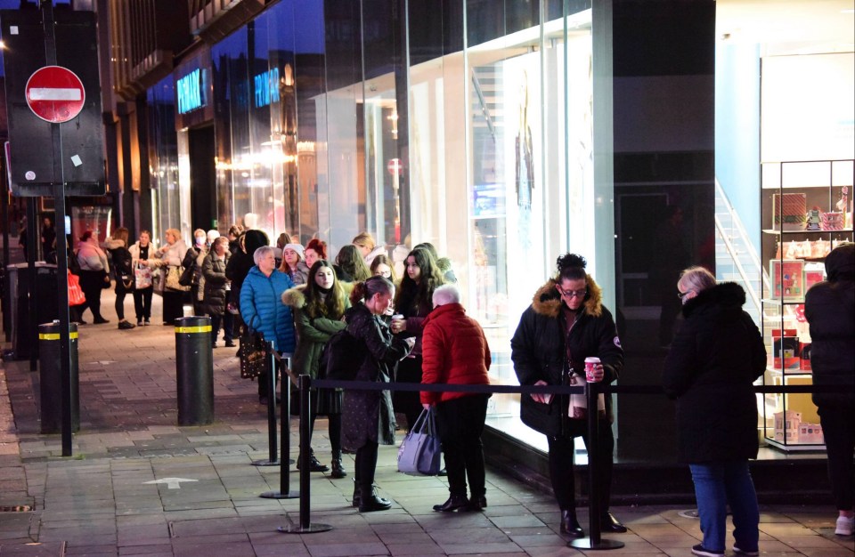 Queues at 7am outside of Primark on Northumberland Street in Newcastle 