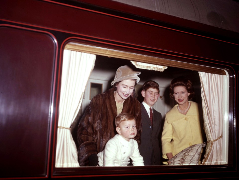 She travels to Sandringham in 1962 with Princess Margaret, Prince Charles and Prince Andrew