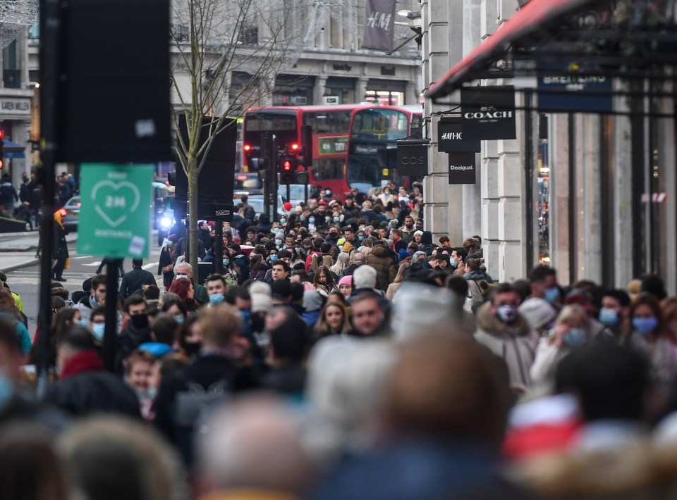 Crowds of shoppers are seen on London's Regent Street on December 6, but Christmas could be devastated if the fragile capital plunges into Tier 3 restrictions