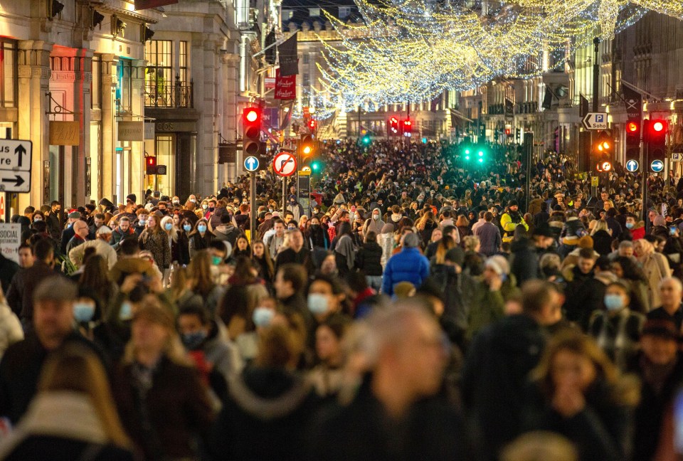 Shoppers packed out the West End in London