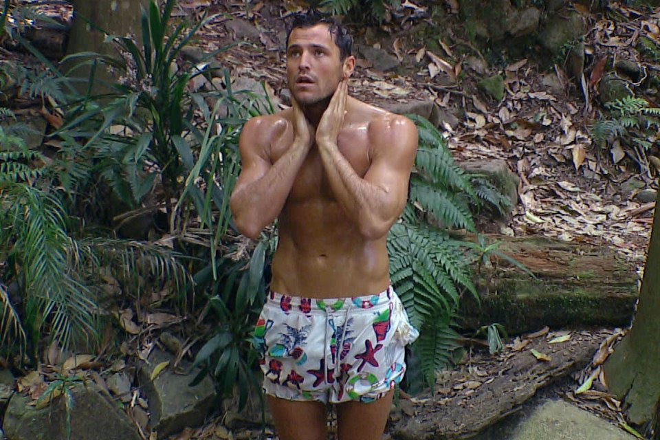 Muscle-bound Mark made a memorable appearance in the I'm A Celeb shower