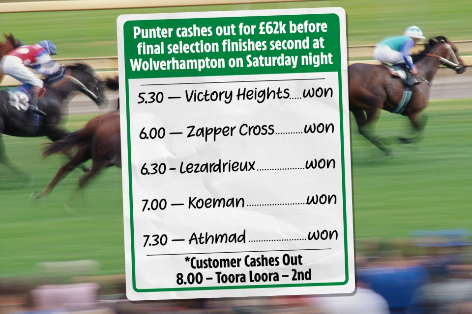 A lucky punter walked away with £62,000 from Saturday night