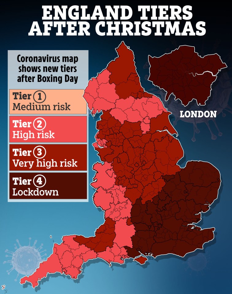 These places will be in Tier 4 by Boxing Day