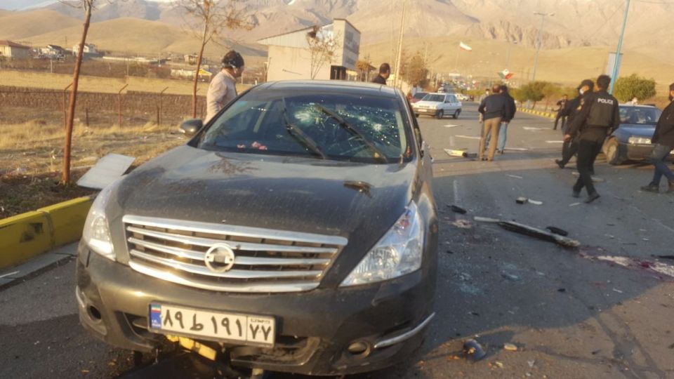 The Iranian scientist's car was attacked with a remote control machine gun