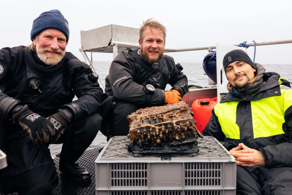 Diver Florian Huber said the machine was most likely sent to its watery resting place in May 1945