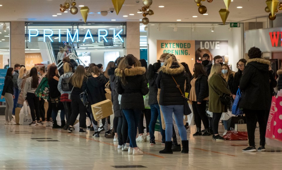 Shoppers queuing to go inside Primark as it opens for 24 hours