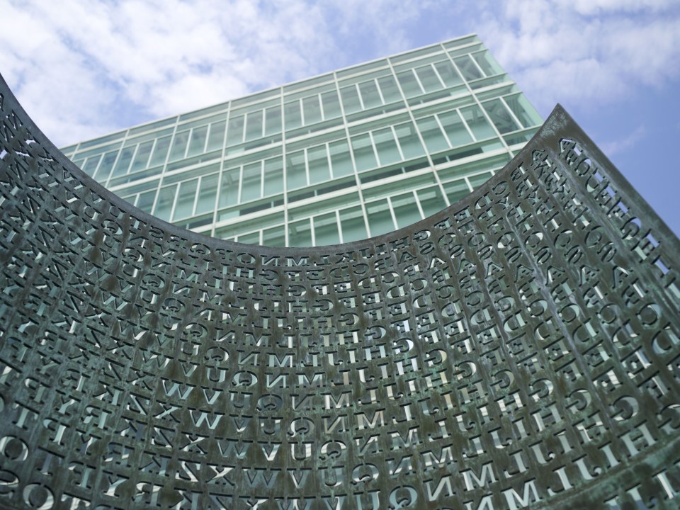 ‘Kryptos’ is a sculpture by American artist Jim Sanborn located on the grounds of the CIA