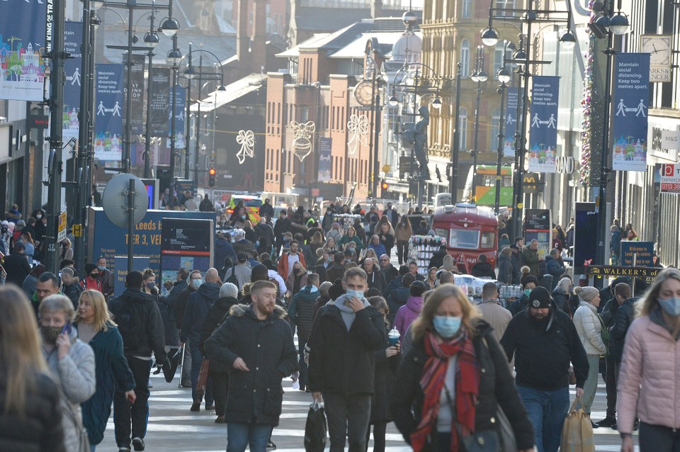 Shoppers are pictured in Leeds this week