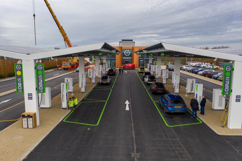 Electric cars recharge during a facility test at the new £10m site